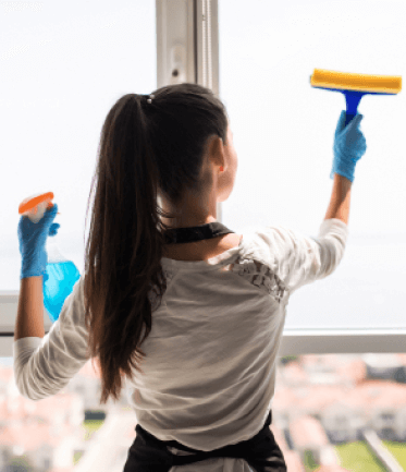 Window Cleaning in Office